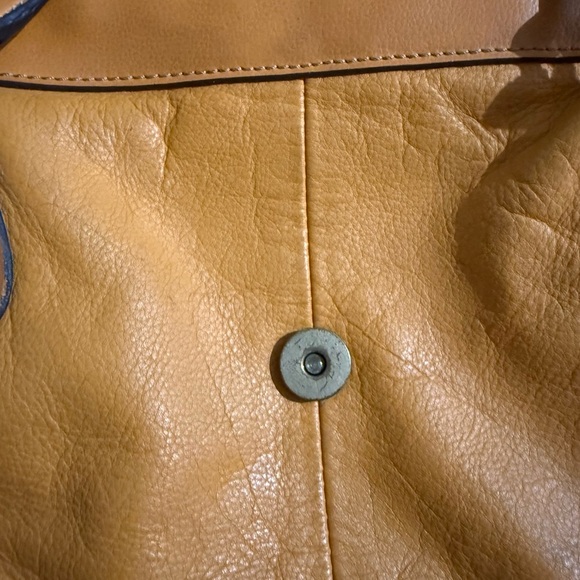 Vintage Y2K western Orange mustard leather shoulder bag baguette style purse - Picture 3 of 14